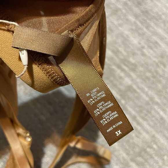 SKIMS Sparkle Glissenette Front Close Triangle Bralette Tan Brown Chai 3X NWT - Picture 7 of 9